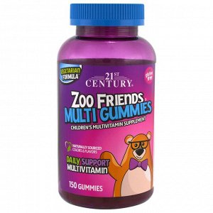 21st Century, Друзья из зоопарка, мультивитамины в форме мишек, детская мультивитаминная добавка, 150 мишек