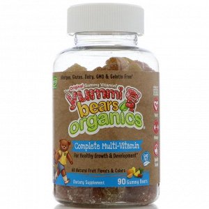 Hero Nutritional Products, Yummi Bears Organics, полноценные мультивитамины, со вкусом органических фруктов, 90 жевательных медв