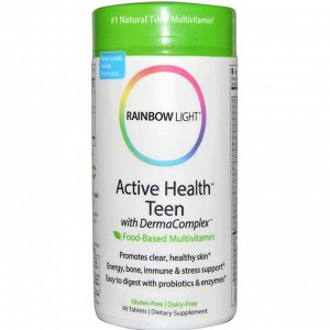 Rainbow Light, Мультивитамины для подростков: активность, здоровье и чистая кожа, 90 таблеток