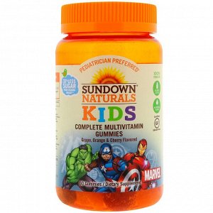 Sundown Naturals Kids, Мультивитаминные жевательные таблетки, Мстители", виноград, апельсин и вишня, 60 таблеток"