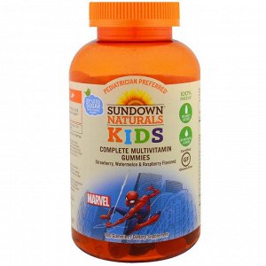 Sundown Naturals Kids, Детский, полный мультивитаминный комплекс (жевательные конфеты), Marvel Spiderman, клубника, арбуз и мали