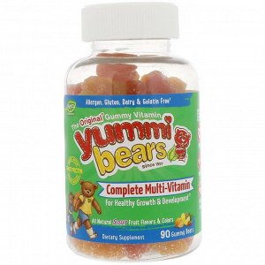 Hero Nutritional Products, Yummi Bears, комплекс мультивитаминов, натуральные фруктовые вкусы, 90 мишек