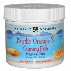 Nordic Naturals, Конфеты в виде рыбок от Nordic с омега-3, мандариновое угощение, 30 конфет