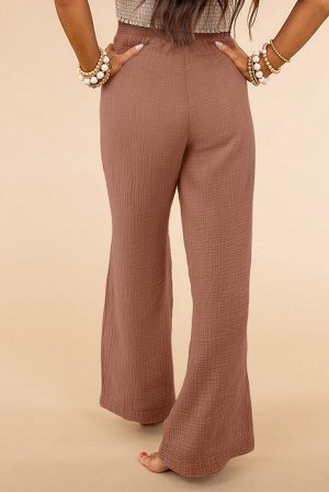 Розовые свободные брюки плюс сайз из текстурированной ткани