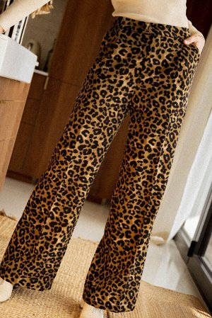 Леопардовые брюки прямого кроя