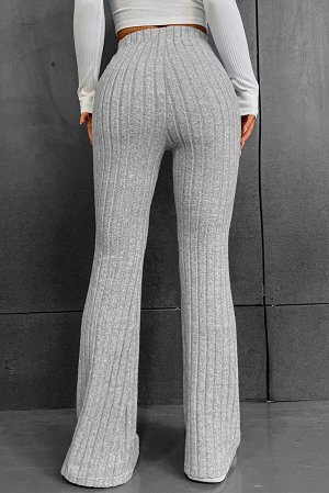 Серые облегающие брюки-клеш из рубчатого трикотажа
