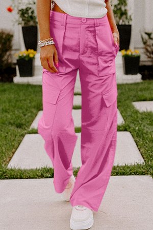 Розовые брюки-карго с высокой посадкой