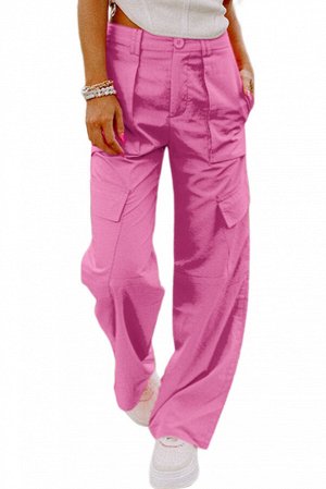 Розовые брюки-карго с высокой посадкой