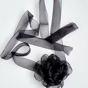 Чокер-колье "Цветок" из шифона, цвет черный, арт.032.475