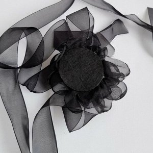 Чокер-колье "Цветок" из шифона, цвет черный, арт.032.475