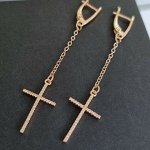 Серьги коллекция &quot;Дубай&quot; кресты покрытие позолота, цвет камня: белый прозрачный,3169,арт.947.522