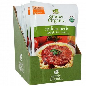 Simply Organic, Итальянские травяной соус для спагетти 12 пакетиков, 1.31 унции (37 г) каждый