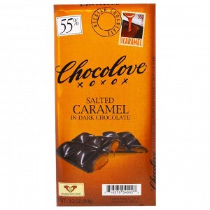 Chocolove, Соленая карамель в черном шоколаде, 3,2 унции (90 г)