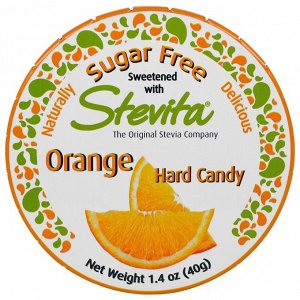 Stevita, Апельсиновые Леденцы, без Сахара, 1,4 унции (40 г)