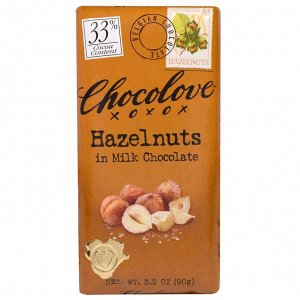 Chocolove, Молочный шоколад с фундуком, 3.2 унции (90 г.)