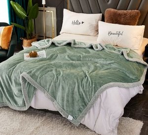 Одеяло-покрывало утолщенное, фланелевое 1,5сп, зеленый