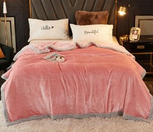 Одеяло-покрывало утолщенное, фланелевое 1,5сп, розовый