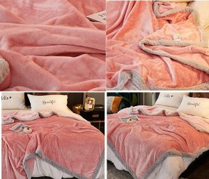Одеяло-покрывало утолщенное, фланелевое 1,5сп, розовый
