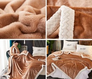 Одеяло-покрывало утолщенное, фланелевое 1,5сп, коричневый