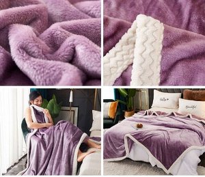Одеяло-покрывало утолщенное, фланелевое 1,5сп, фиолетовый
