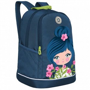 Рюкзак школьный GRIZZLY с карманом для ноутбука 13", жесткой спинкой, двумя отделениями, для девочки