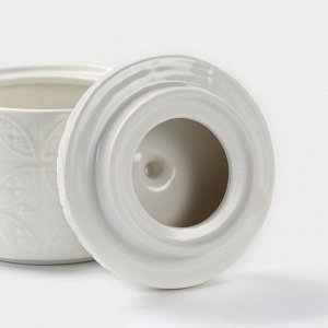 Набор фарфоровый чайный Доляна «Эстет. Орнамент», 3 предмета: чайник 400 мл, 2 кружки 280 мл, цвет белый