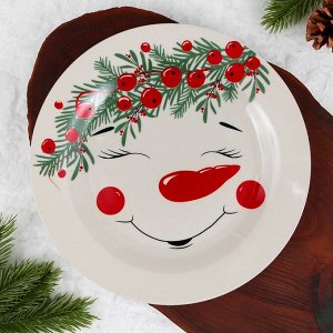 Тарелка плоская новогодняя «Снеговик Ледыш», d=20 см