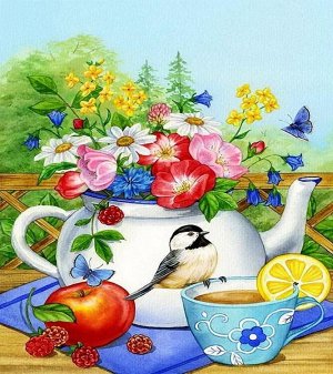 Картина по номерам Синичка на чай