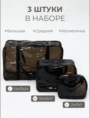 Набор сумок для роддома тонированных, 3 шт, черный тонированый