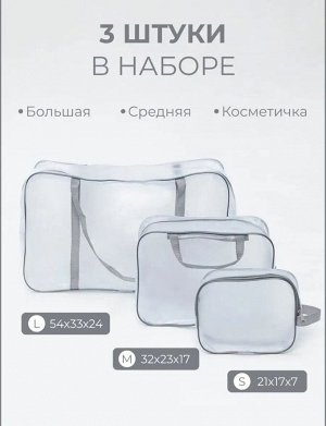 Набор сумок для роддома, 3 шт, стропа серебро