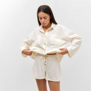 Пижама женская (рубашка, шорты) KAFTAN Basic line, молочная