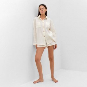 Пижама женская (рубашка, шорты) KAFTAN Basic line, молочная