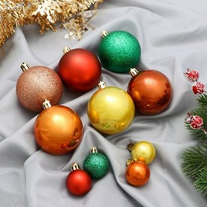 Ёлочные игрушки «Каникулы», шары новогодние, набор d=6 и 2.5 см, 21 шт., яркое ассорти, мишура 1 м, МИКС