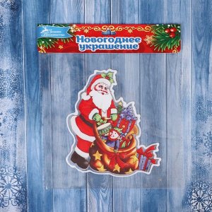 Наклейка на стекло "Дед Мороз с малышом" 12х14 см