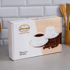 Кофейный набор «Кармен», 12 предметов, 6 чашек 60 мл, фарфор, Иран