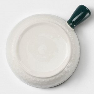 Кокотница керамическая «Цветы», 550 мл, цвет белый