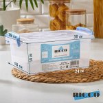 Контейнер пищевой RICCO, 4,5 л, 32*20*12 см, прямоугольный, цвет прозрачный, ручки голубые