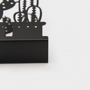 Салфетница Доляна «Кактусы», 15x4x10,3 см, цвет чёрный