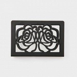 Салфетница Доляна «Цветы», 15x4x10 см, цвет чёрный