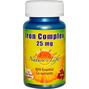 Nature's Life, Iron Complex, 25 мг, 50 вегетарианских кап