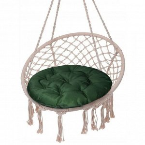 Адель Подушка круглая на кресло непромокаемая, размер D60 см, цвет тёмно-зелёный, файберфлекс, грета 20%, полиэстер 80%