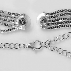 Набор 3 предмета: серьги, колье, кольцо «Водопад» крылья, цвет белый в серебре