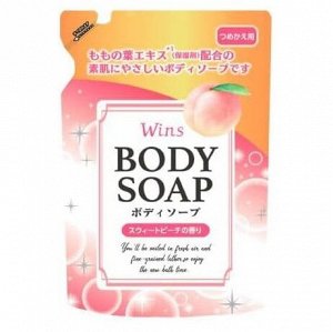 Крем-мыло для тела "Wins Body Soap Peach" с экстрактом листьев персика и богатым ароматом 340 г, мягкая упаковка / 20