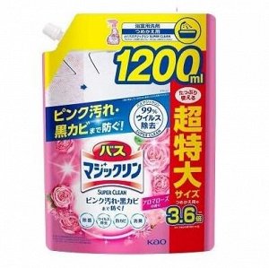 Жидкость чистящая для ванны "Magiсclean" (предотвращающая образование розовой и чёрной плесени, с антибактериальным эффектом, аромат розы) 1200 мл, мягкая упаковка с крышкой / 6