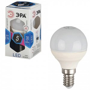 Лампа светодиодная ЭРА,5(40)Вт, цоколь E14, шар,холодн. бел.