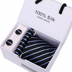 Набор (галстук + платок + запонки бижутерия, с принтом), с подарочной упаковке