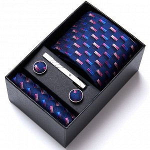 Мужской комплект: галстук, платок, запонки (бижутерия) и зажим для галстука (бижутерия)