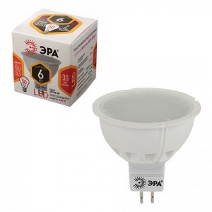 Лампа светодиодная ЭРА,6(50)Вт, цоколь GU5.3, MR16,тепл. бел
