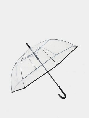 Зонт прозрачный трость, цветная окантовка. полуавтомат