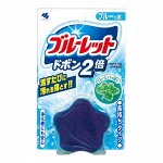 KOBAYASHI &quot;Bluelet Dobon W&quot; Двойная очищающая и дезодорирующая таблетка для бачка унитаза с эффектом окрашивания воды, аромат мяты, 120гр